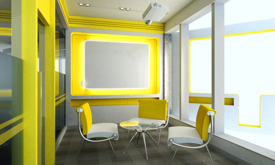 Clean yellow office room